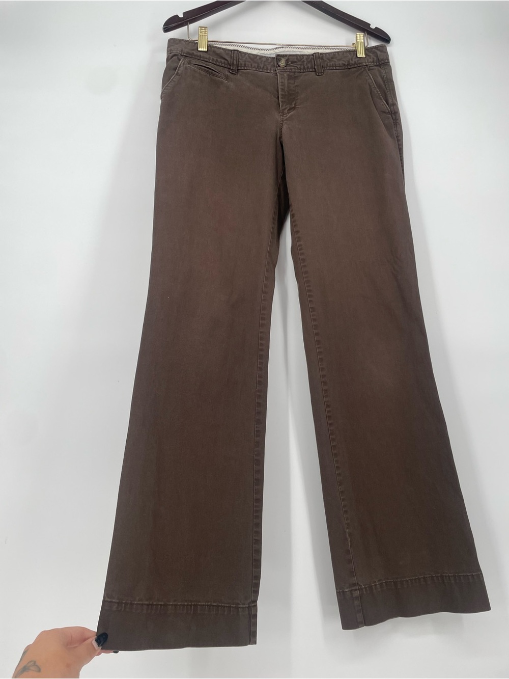 Y2K Old Navy Low Rise Flared Pants Brown Cotton Spandex Blend